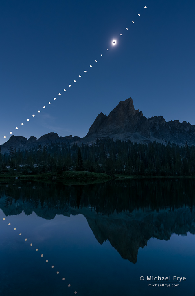 Solar eclipse sequence, Sawtooth Mountains, ID, USA, August 21, 2017